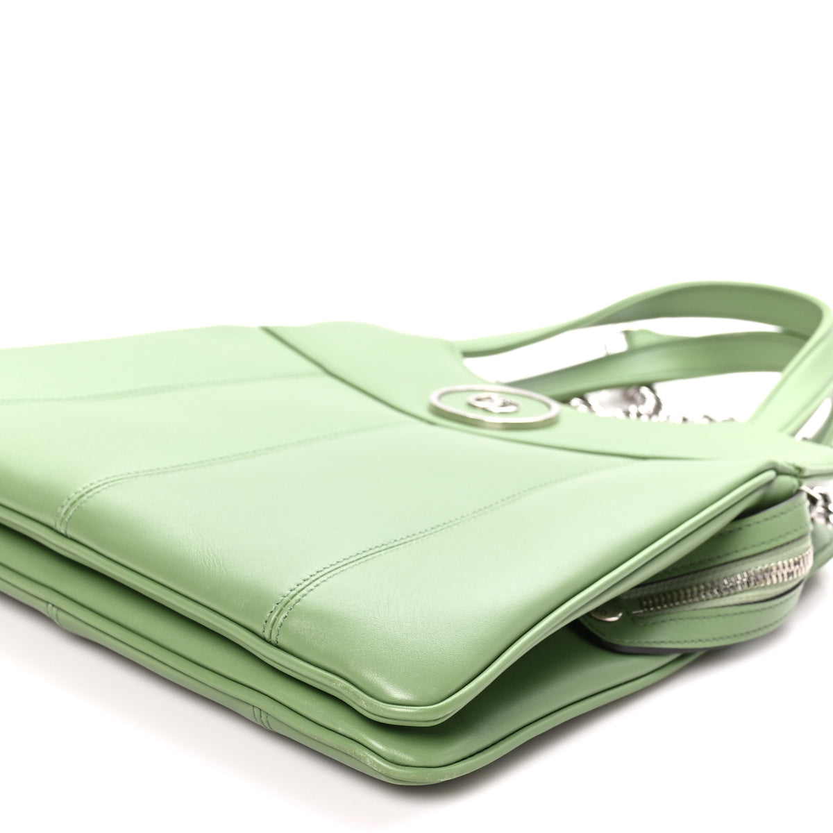 Senna Calfskin Petite GG Small Tote Bag Green Soil Grass