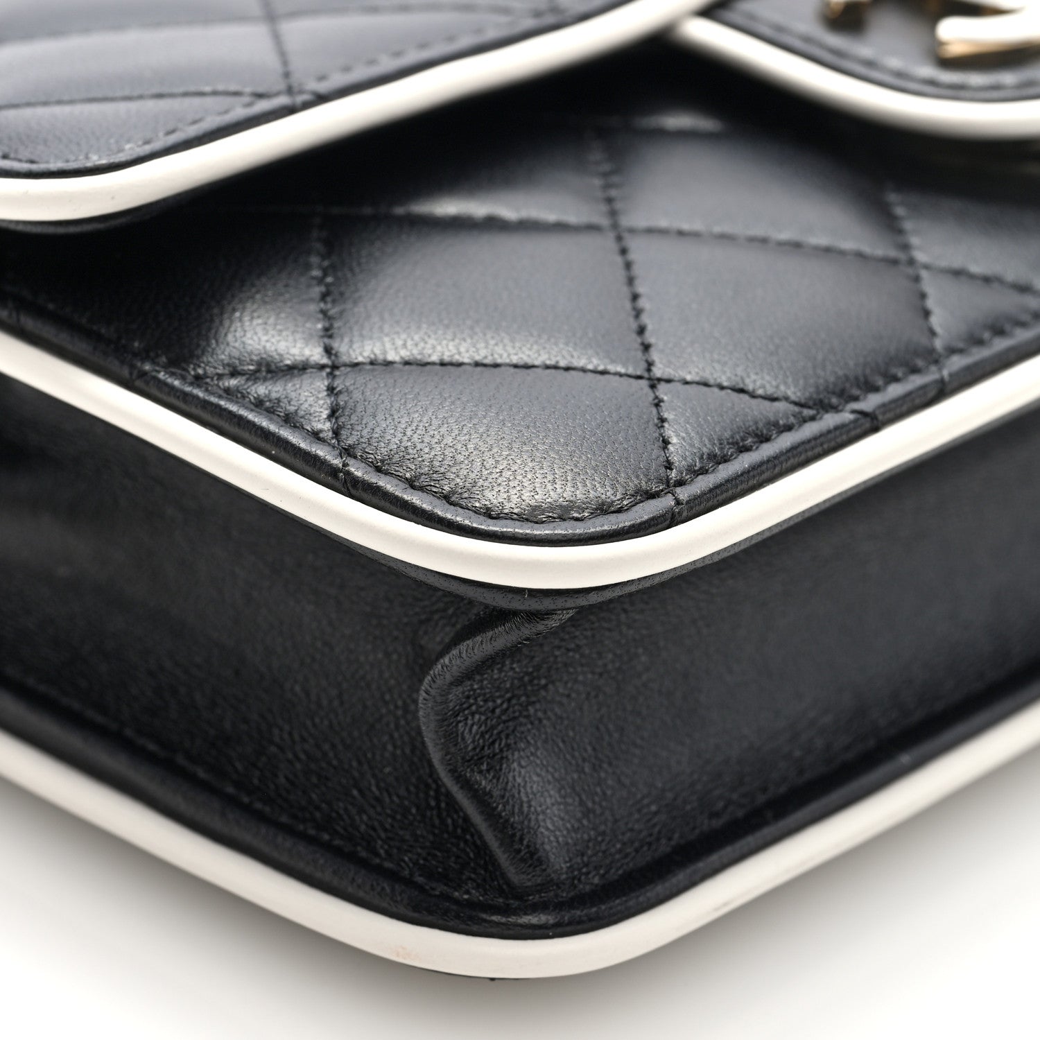 Chanel Lambskin Quilted Resin CC Mini Flap Bag Black White 9 of 10