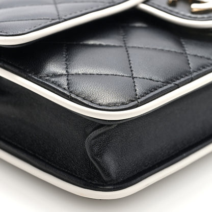 Chanel Lambskin Quilted Resin CC Mini Flap Bag Black White 9 of 10