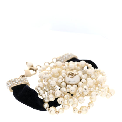 Chanel Pearl Velvet CC Bracelet Blue 1 of 6