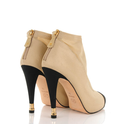 Chanel Mesh Grosgrain Cap Toe Short Boots 38 Light Gold 4 of 7