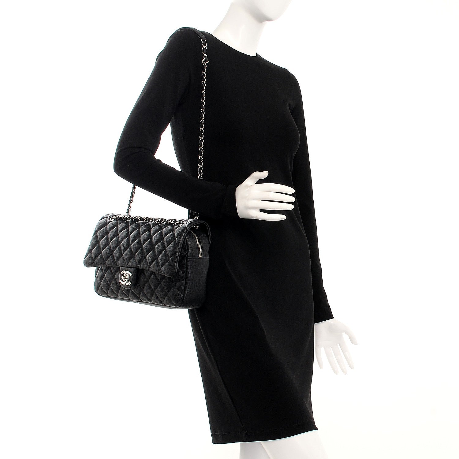 Chanel Caviar Quilted Jumbo Easy Flap Black 2 of 8