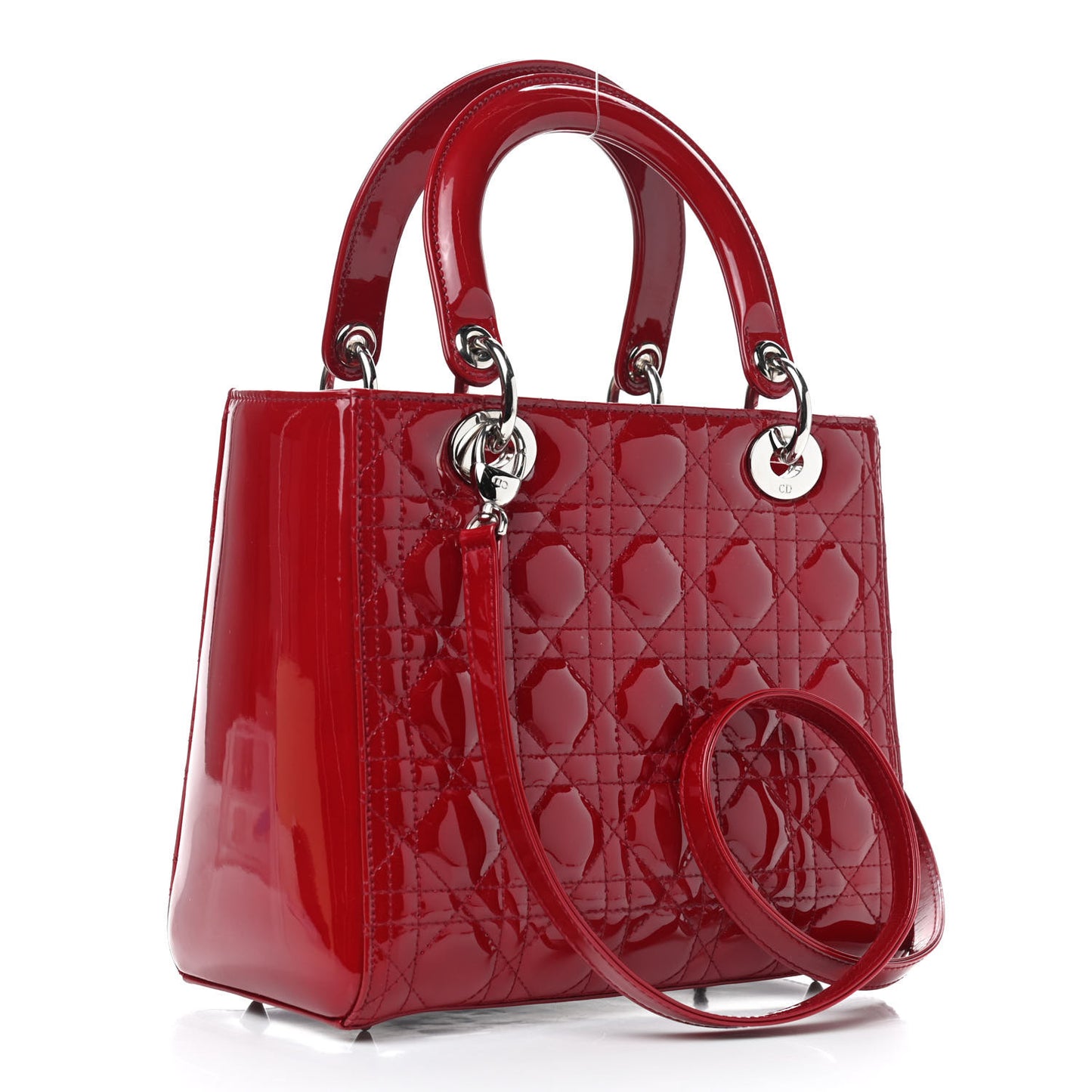 Patent Cannage Medium Lady Dior Red