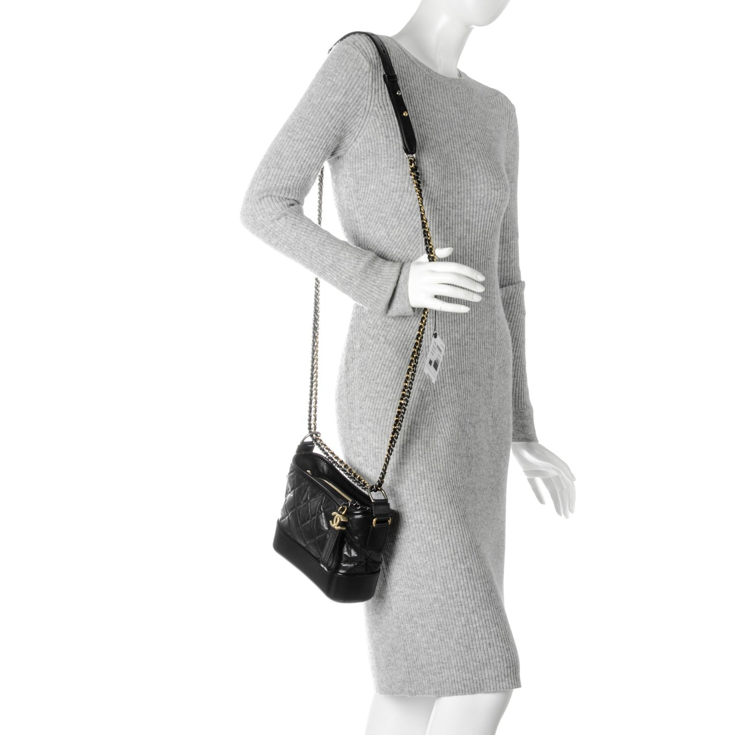 Aged Calfskin Quilted Small Gabrielle Hobo Black