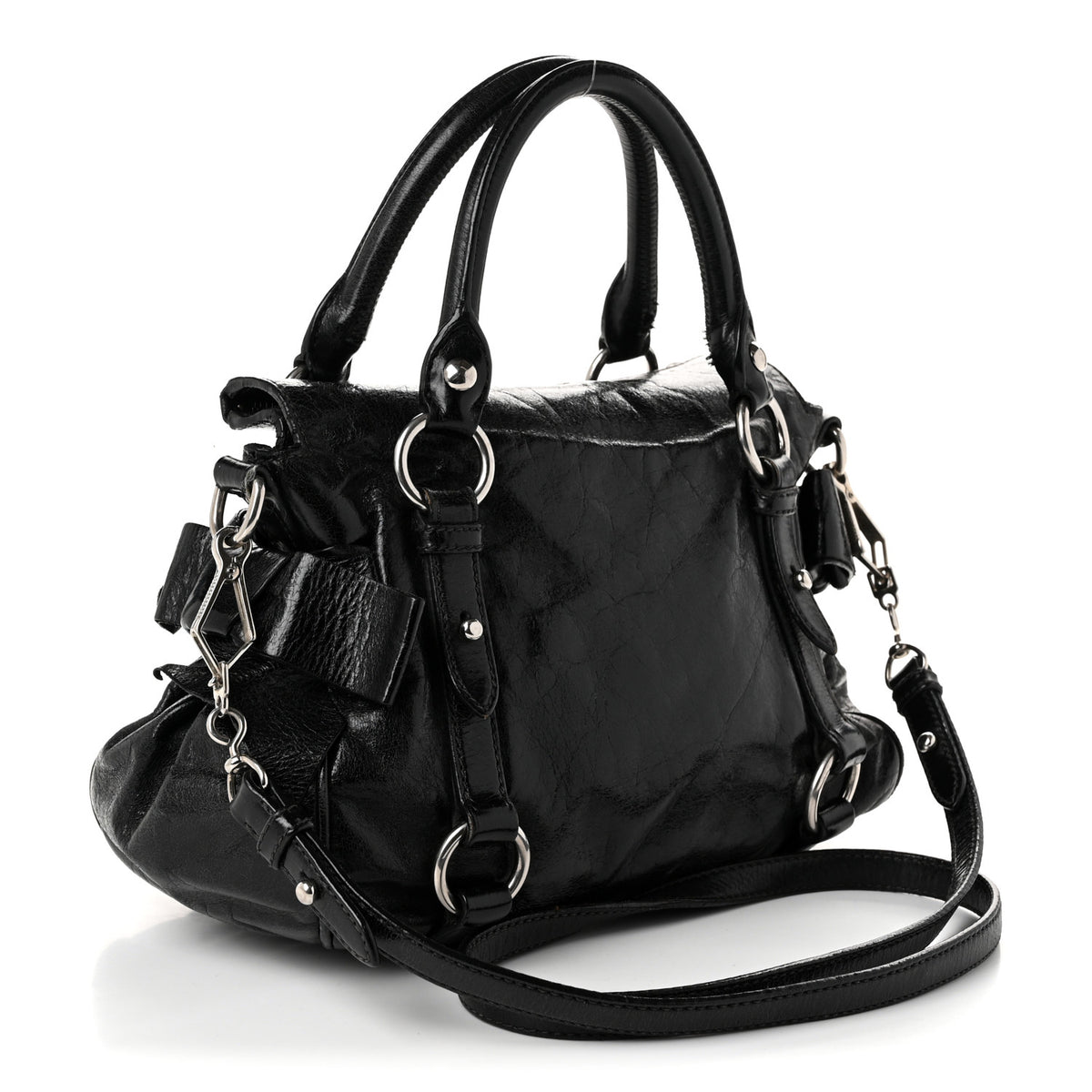 Vitello Lux Mini Bow Bag Black