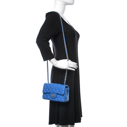 Chanel Lambskin Quilted Mini Rectangular Flap Blue 2 of 18