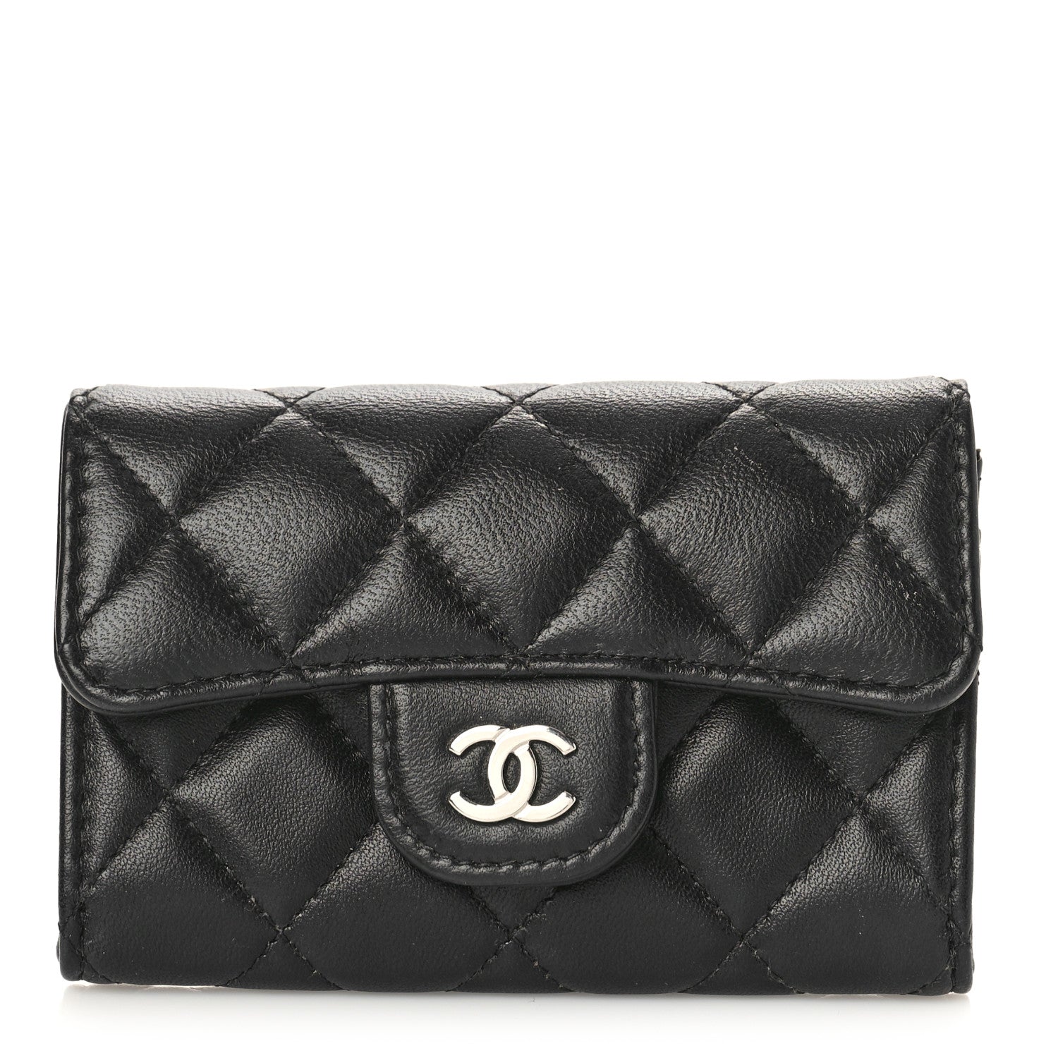 Chanel Lambskin Quilted Flap Card Holder Wallet Black 1 of 11