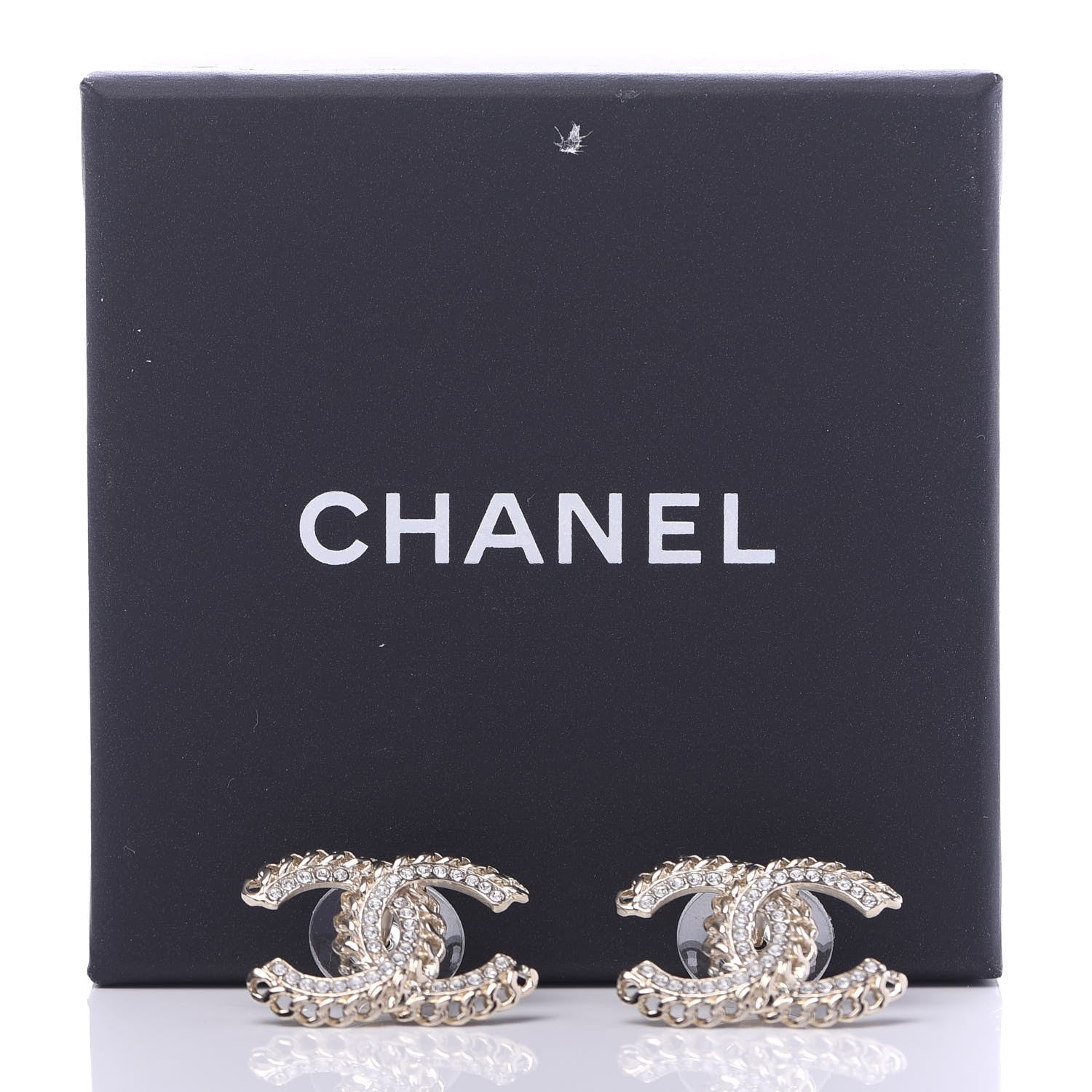 Chanel Crystal Chain CC Earrings Gold 5 of 5