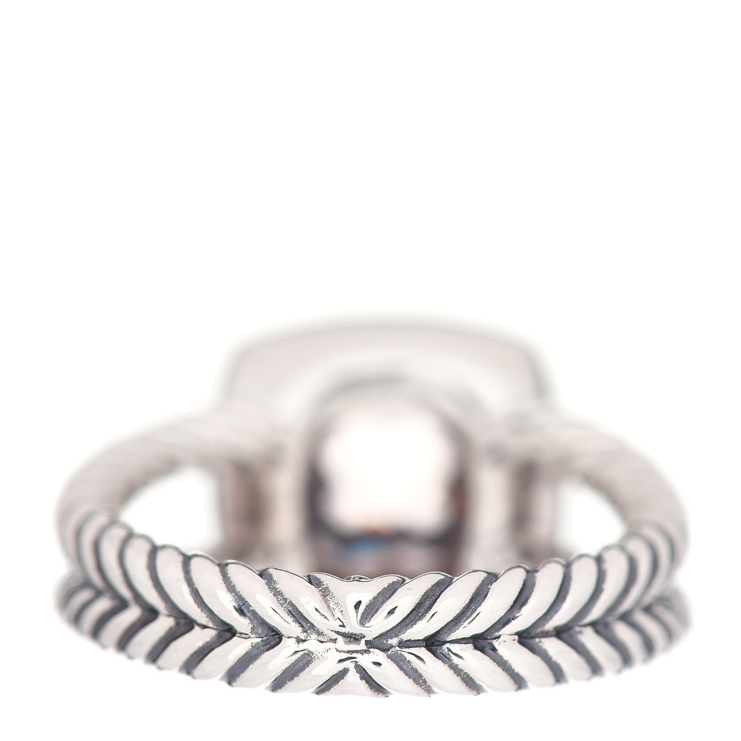David Yurman Sterling Silver Diamond Morganite 7mm Petite Albion Ring 50 5.5 4 of 5