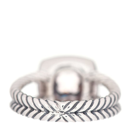David Yurman Sterling Silver Diamond Morganite 7mm Petite Albion Ring 50 5.5 4 of 5