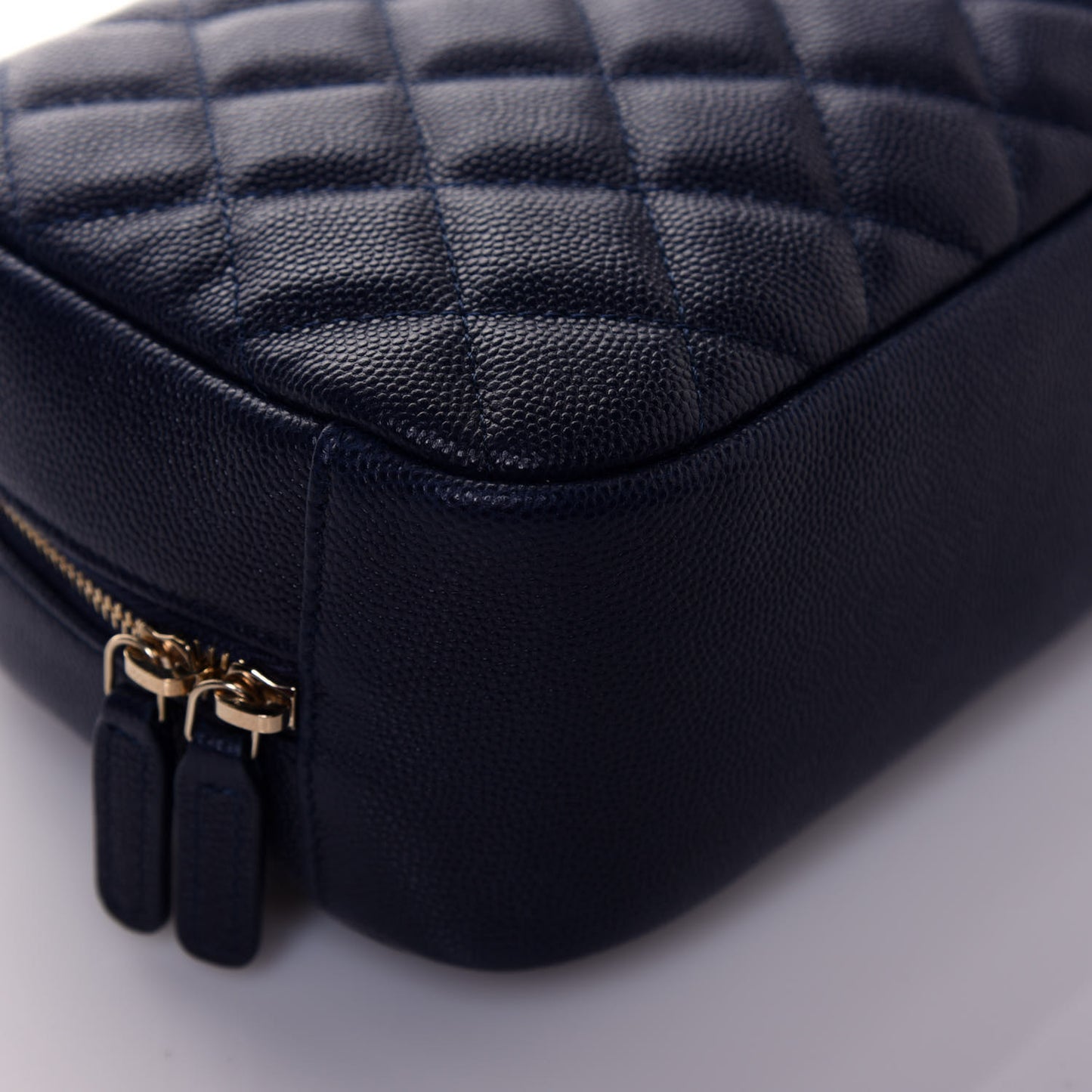 Caviar Quilted Curvy Pouch Cosmetic Case Navy