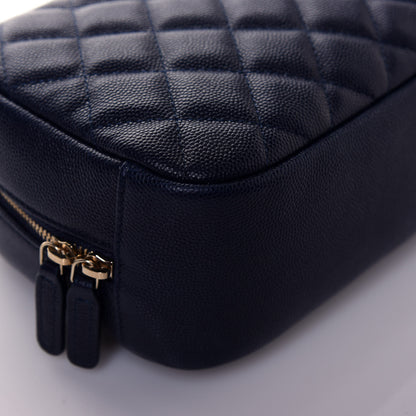Chanel Caviar Quilted Curvy Pouch Cosmetic Case Navy 7 of 12