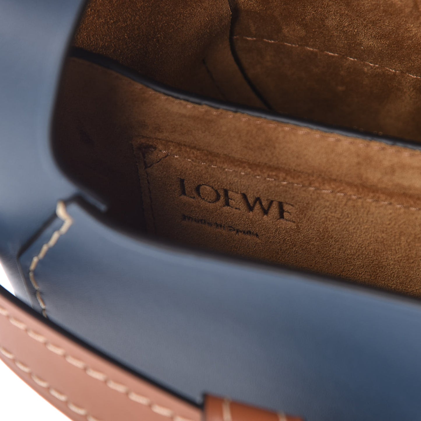 Calfskin Small Gate Crossbody Bag Tan Steel Blue