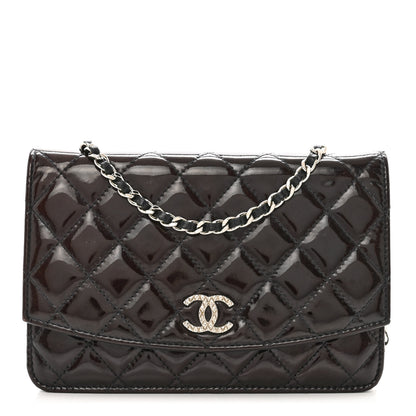 Chanel Patent Quilted Brilliant Wallet On Chain WOC Black 1 of 12