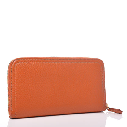 Prada Vitello Daino Zip Around Wallet Papaya 3 of 12
