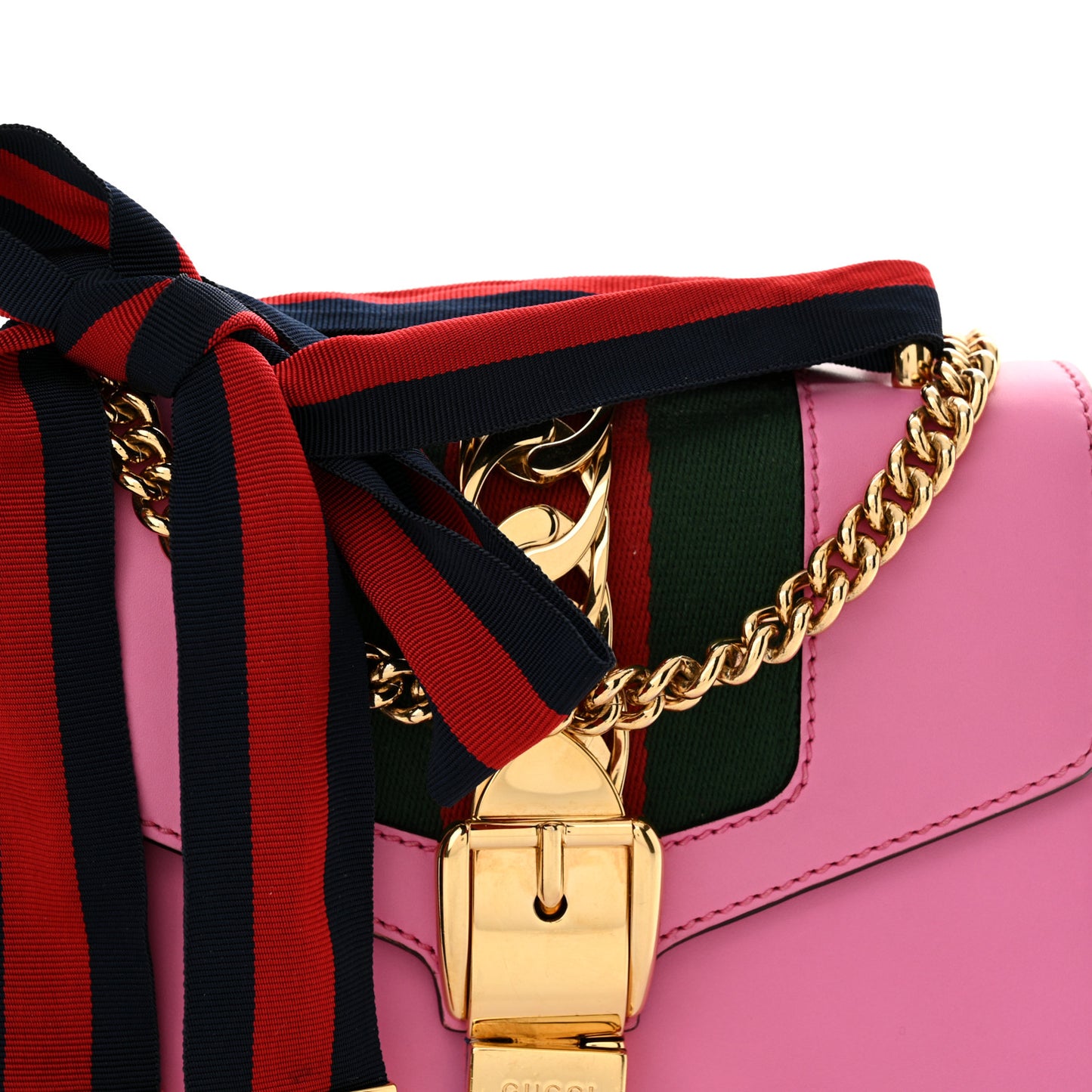 Vitello Fontanella Web Mini Sylvie Chain Shoulder Bag Pink Tropical Flower