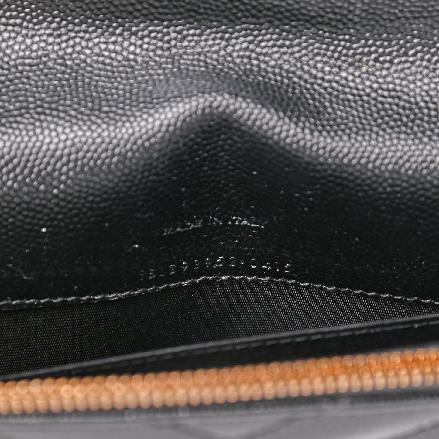 Grain De Poudre Matelasse Chevron Monogram Envelope Chain Wallet Black