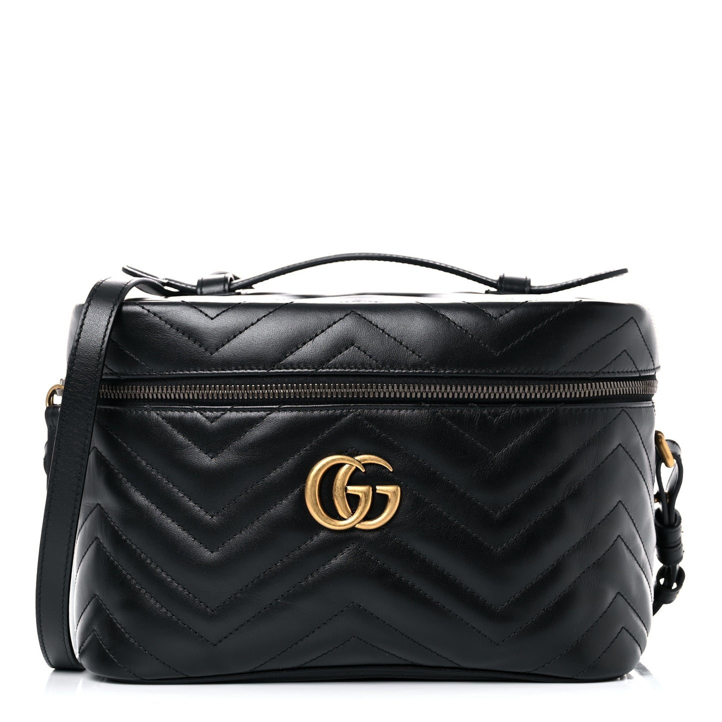 Calfskin Matelasse Large GG Marmont Vanity Cosmetic Case Black