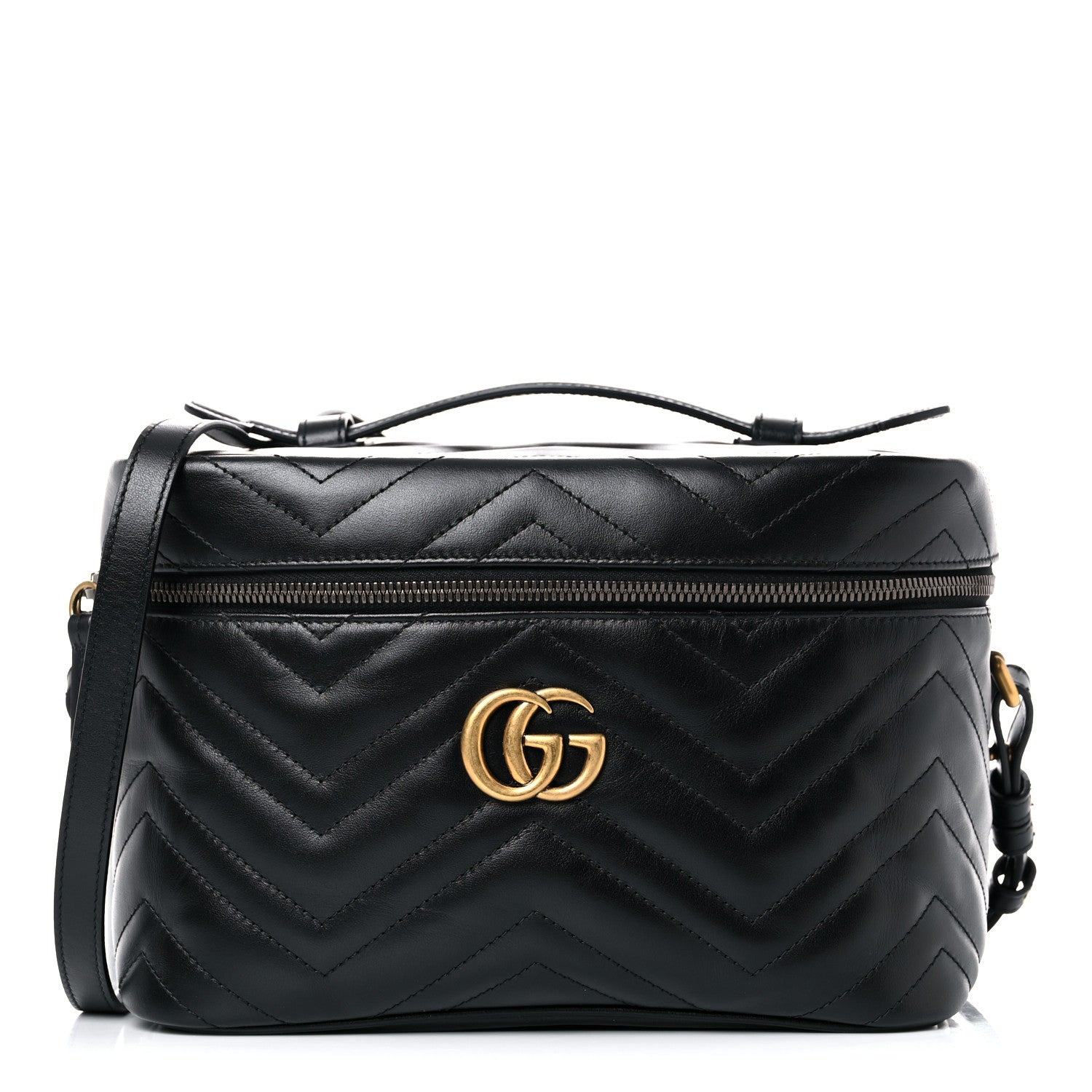 Gucci Calfskin Matelasse Large GG Marmont Vanity Cosmetic Case Black 1 of 10