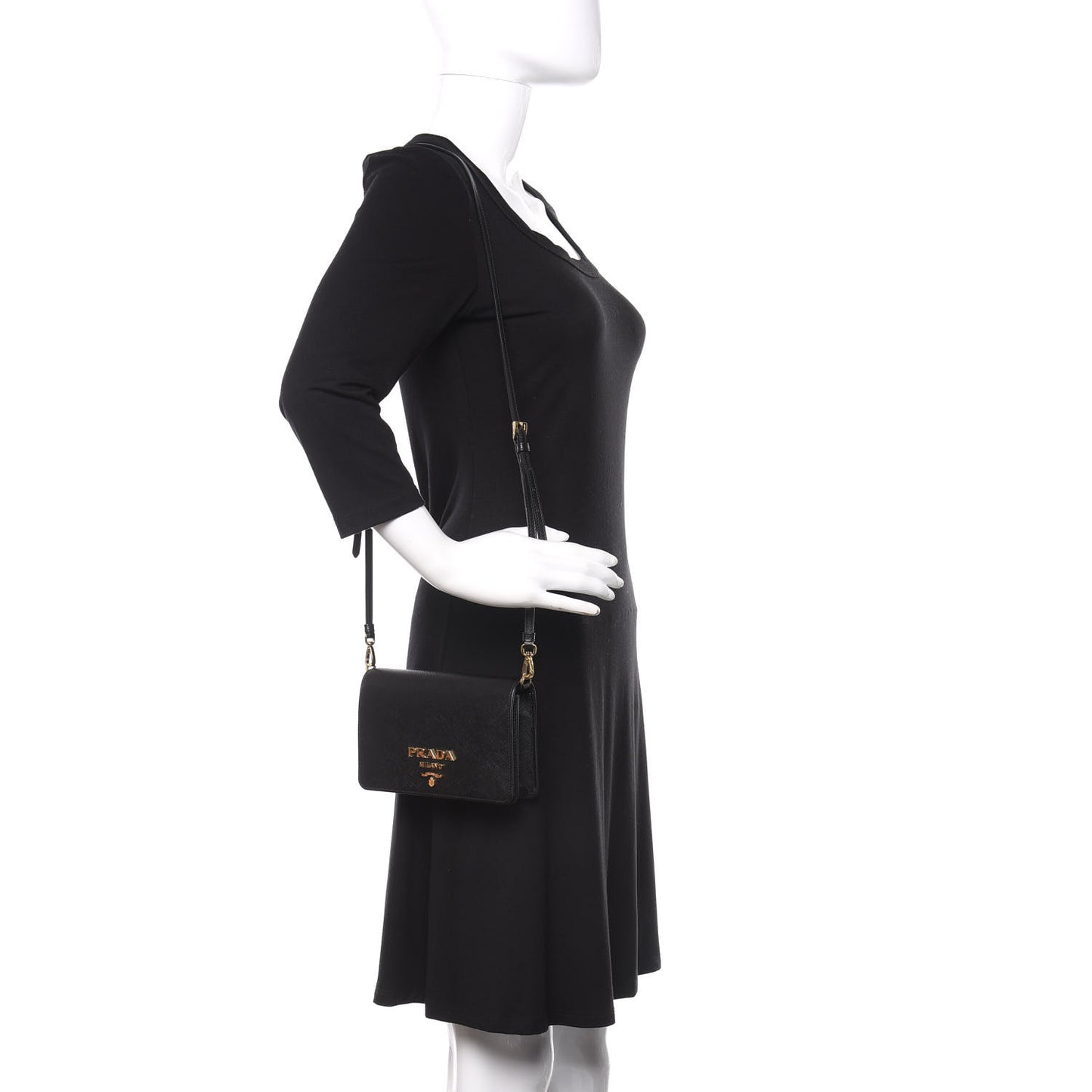 Saffiano Lux Crossbody Bag Black