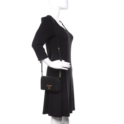 Prada Saffiano Lux Crossbody Bag Black 2 of 9