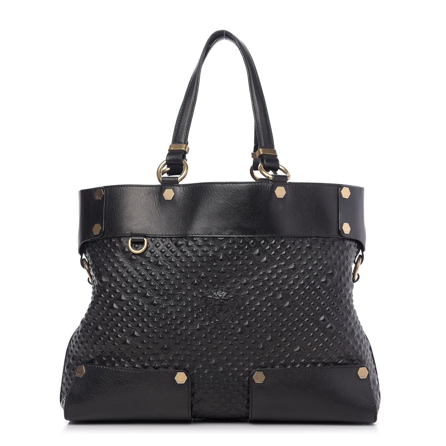 Versace Nappa Embossed Studded Tote Black 1 of 8
