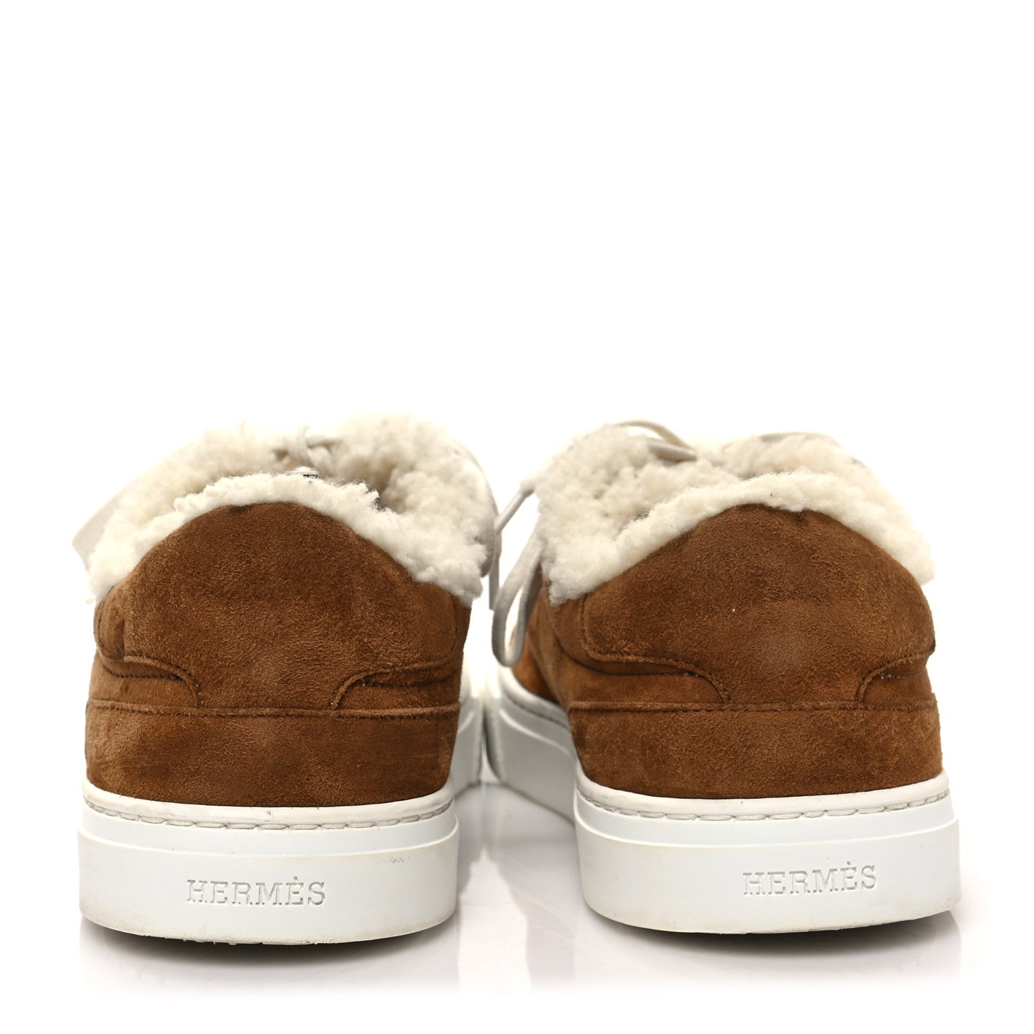 Hermes Suede Shearling Day Sneakers 37.5 Naturel 5 of 8