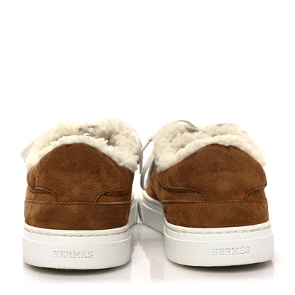 Hermes Suede Shearling Day Sneakers 37.5 Naturel 5 of 8