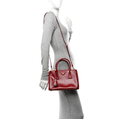 Prada Saffiano Vernice Mini Galleria Double Zip Tote Scarlatto 2 of 11
