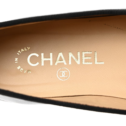 Chanel Lambskin Patent Cap Toe Ballerina Flats 37 Black 6 of 10