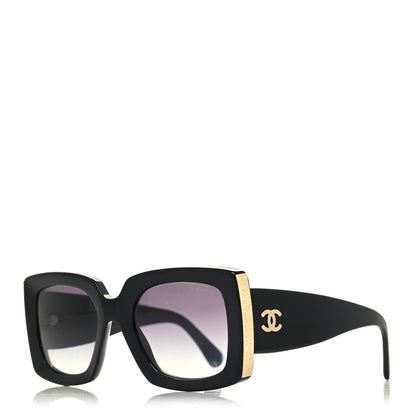 Chanel Acetate Rectangle Sunglasses 5435 Black 1 of 8