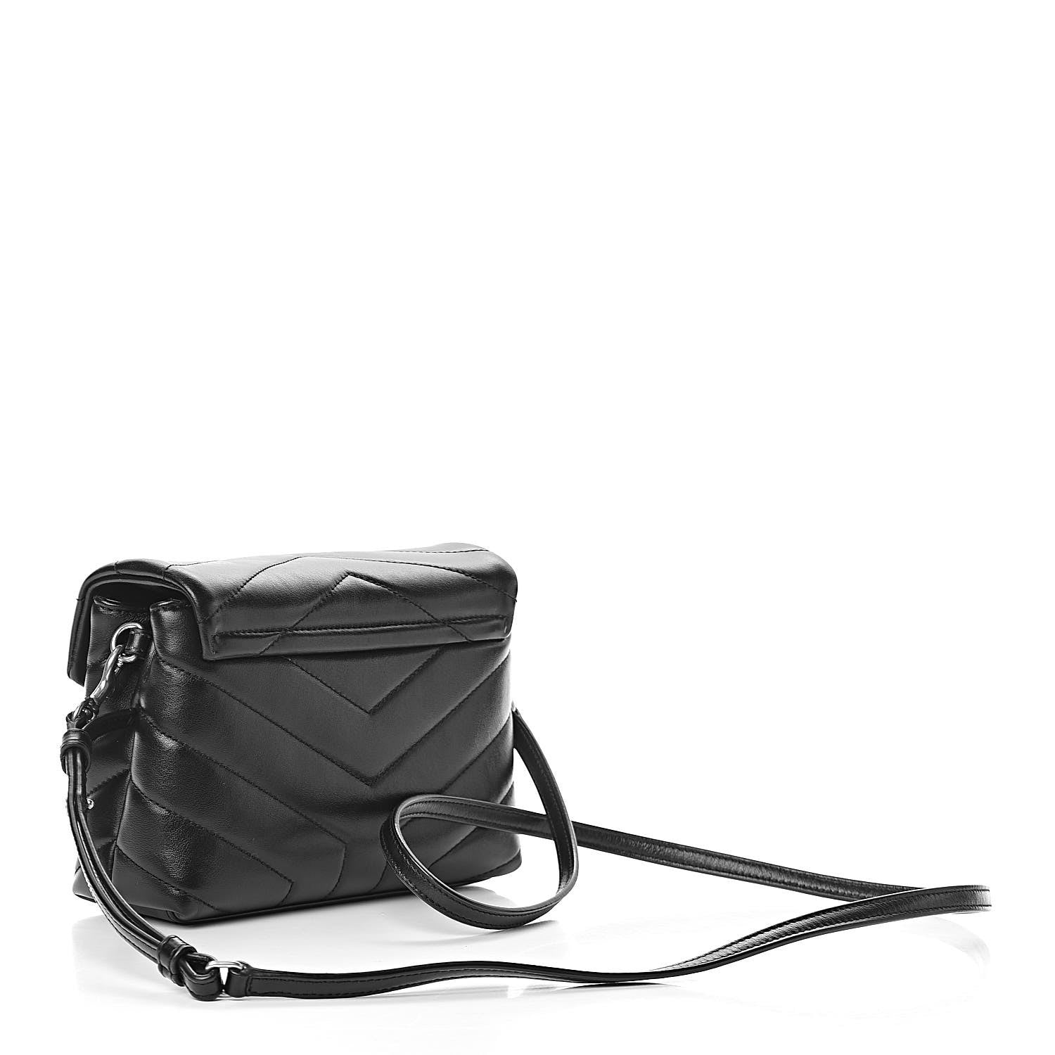 Saint Laurent Calfskin Y Quilted Monogram Toy Loulou Crossbody Bag Black 3 of 12