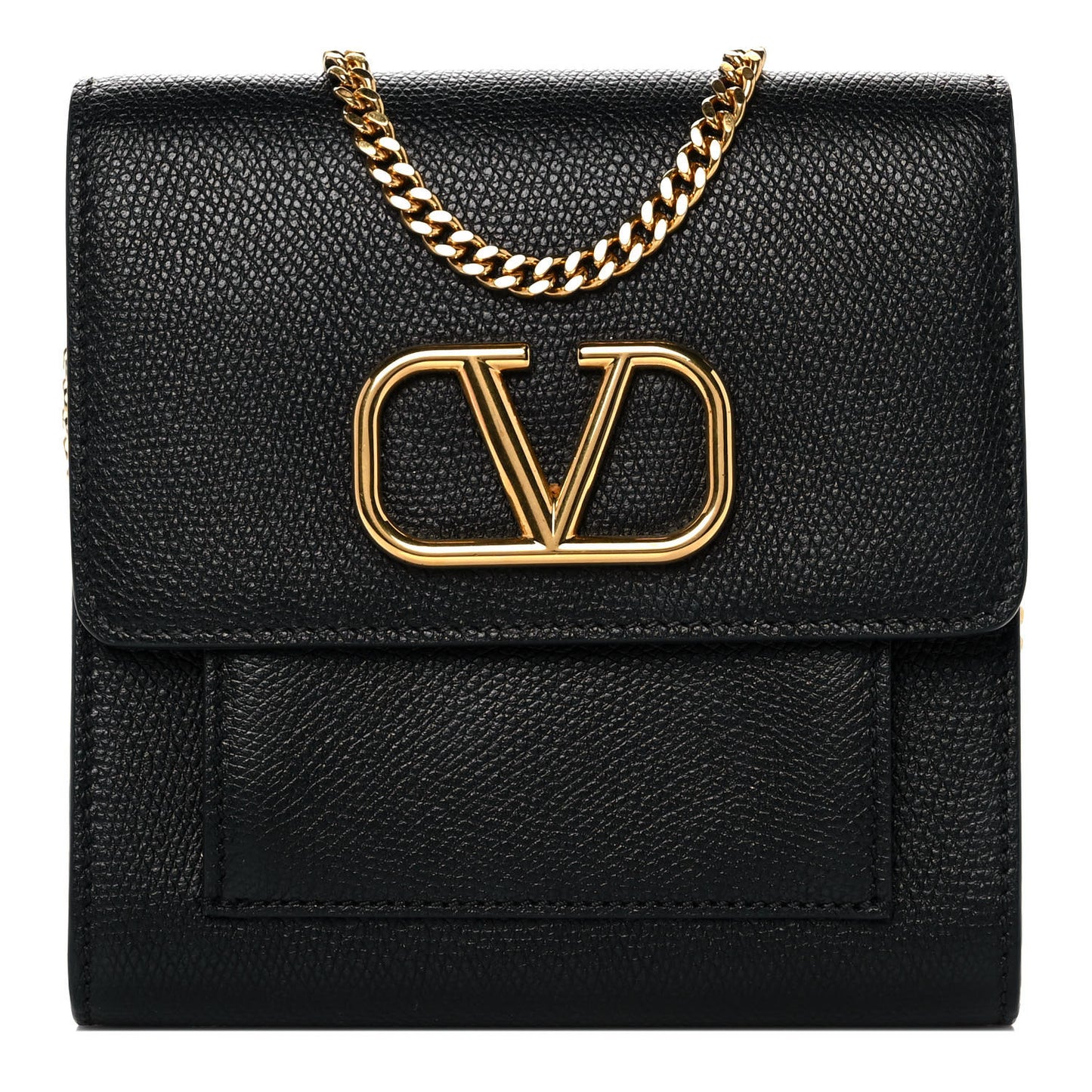 Calfskin VLogo Crossbody Bag Black