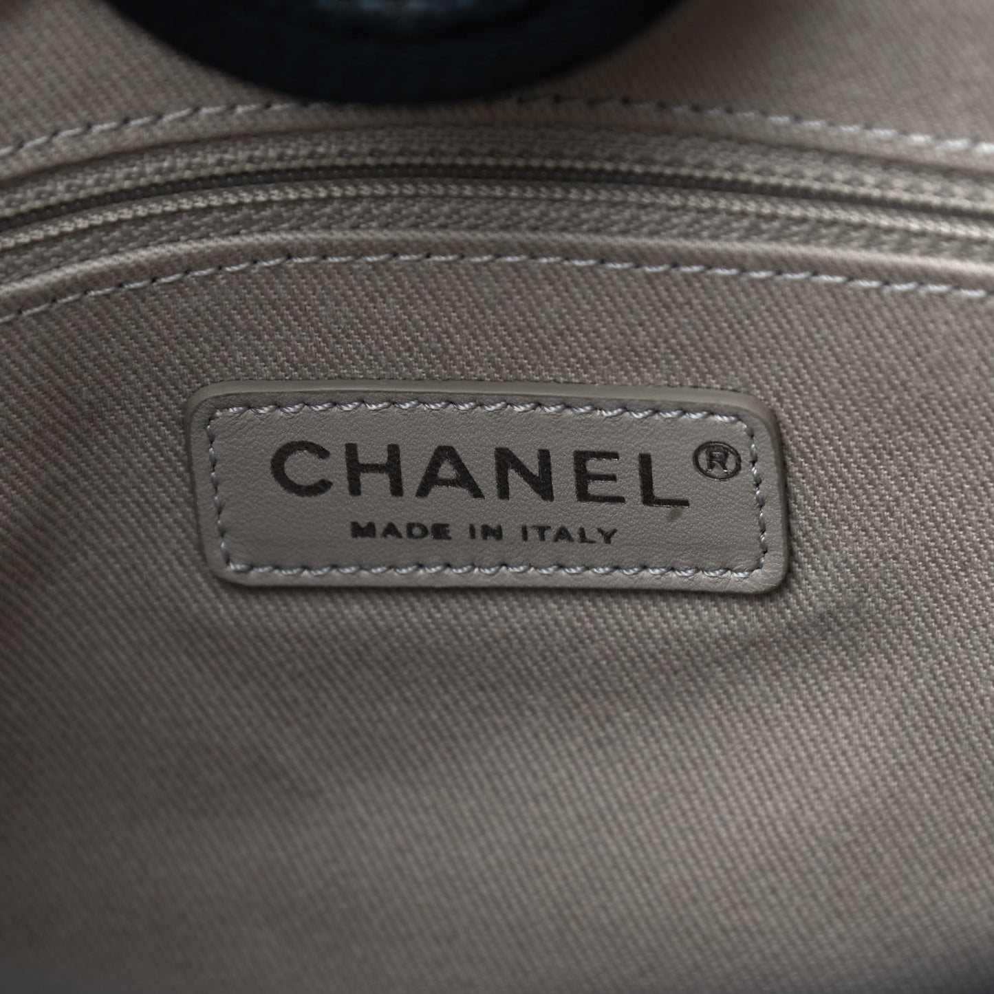 Striped Canvas Mini Deauville Tote Dark Grey
