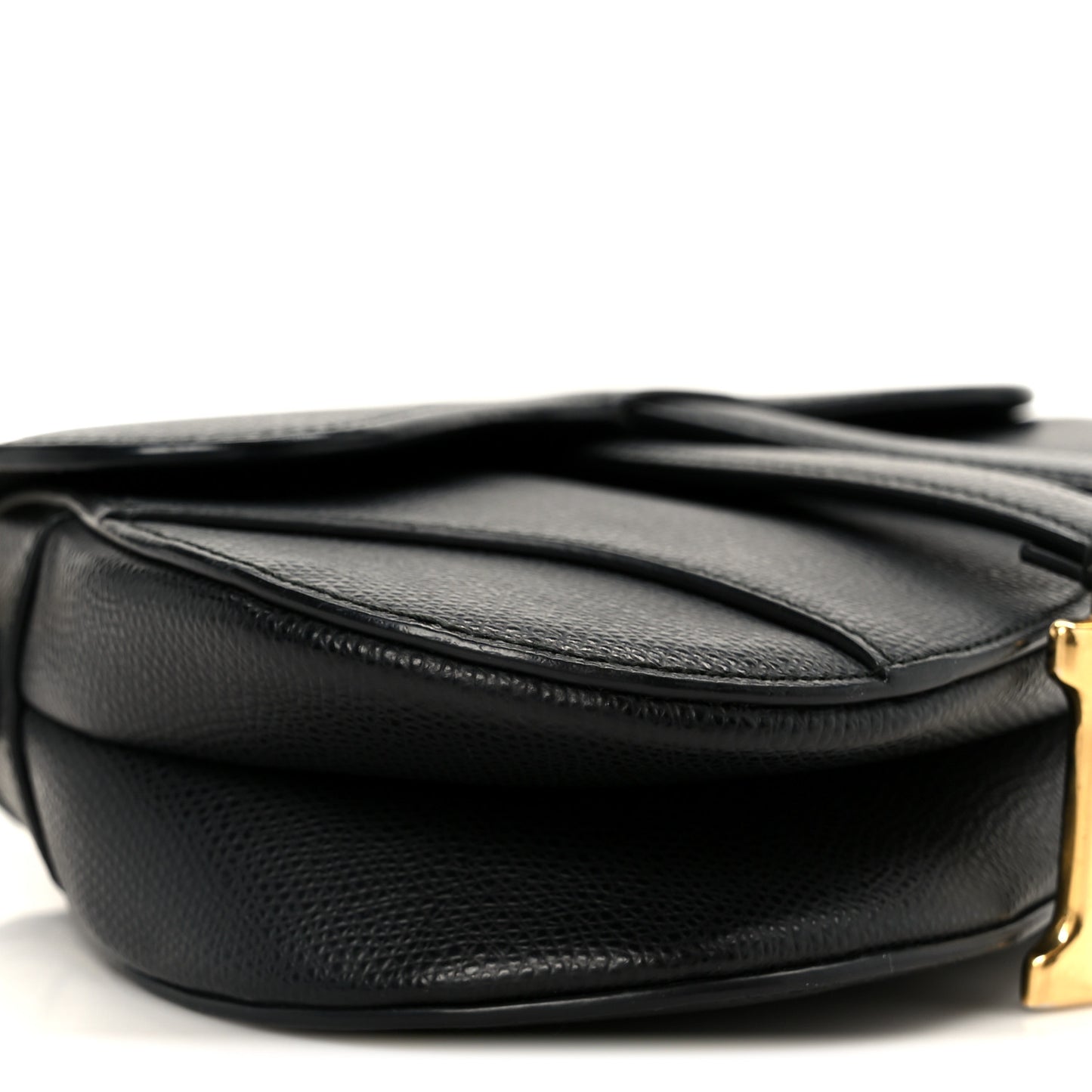 Grained Calfskin Mini Saddle Bag Black