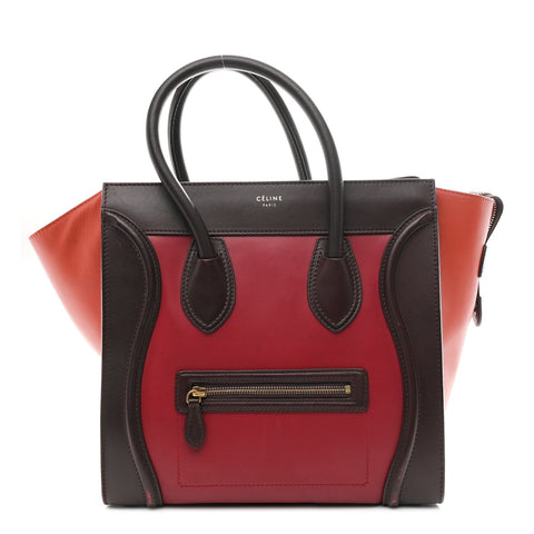 Satin Calfskin Mini Tri-Color Luggage Blood