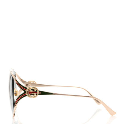 Gucci Metal Oversized Round Frame GG0225S Sunglasses Gold 3 of 6