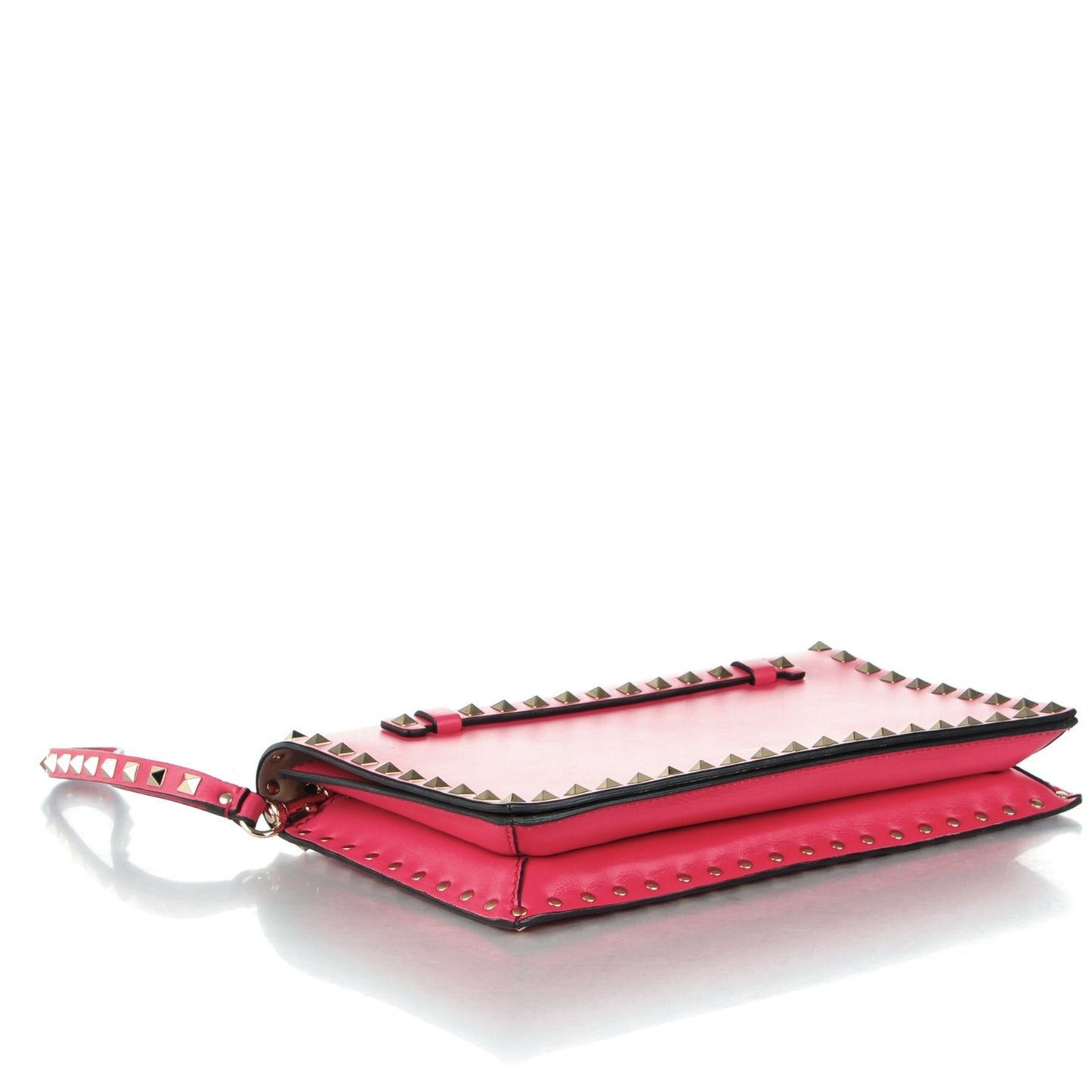 Nappa Rockstud Wristlet Clutch Deep Fuxia
