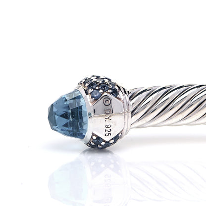 David Yurman Sterling Silver Blue Topaz Blue Sapphire 5mm Cable Candy Bracelet 5 of 6