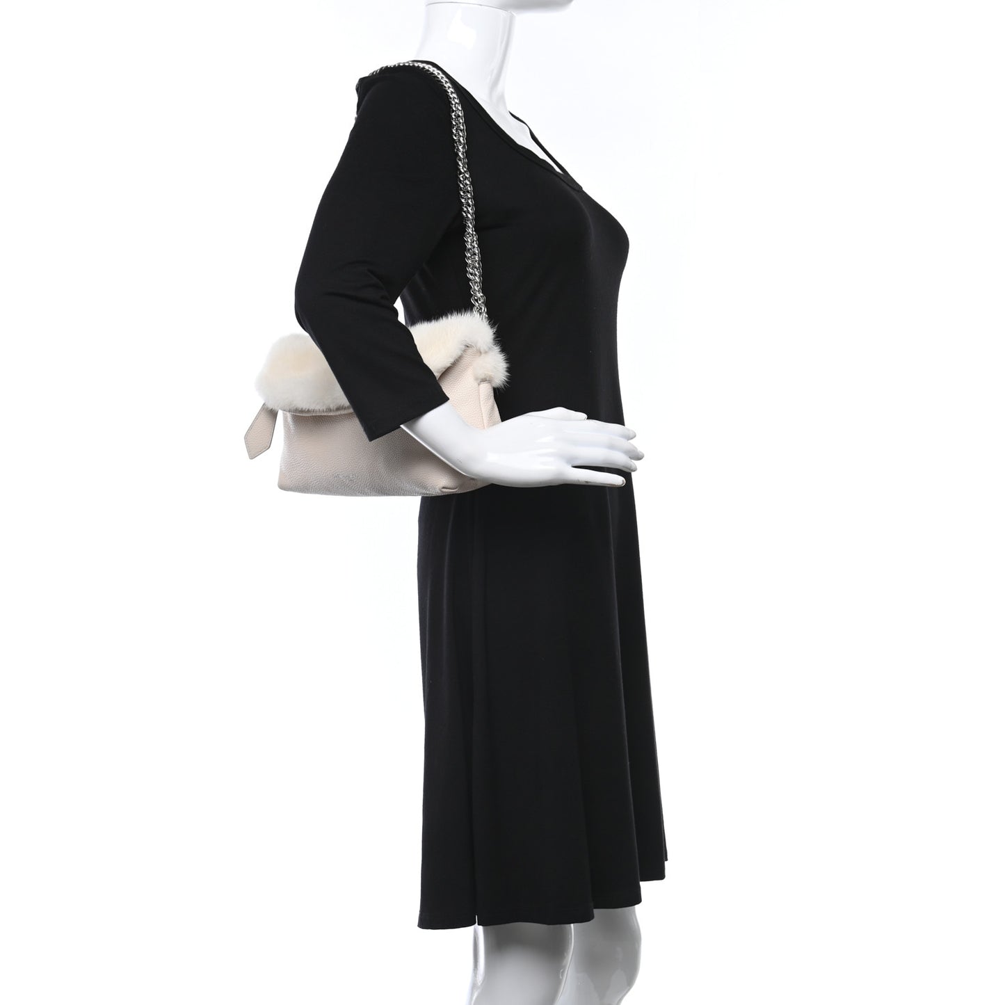 Prorsum Grainy Calfskin Mink Chain Bag Stone