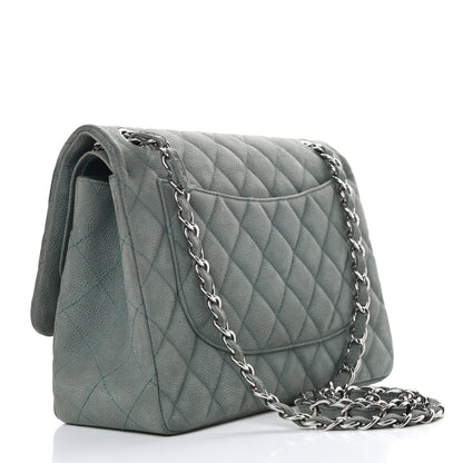 Chanel Iridescent Caviar Quilted Jumbo Double Flap Turquoise 3 of 13