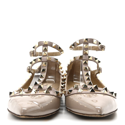 Valentino Garavani Patent Rockstud Cage Ballerina Flats 38.5 Poudre 3 of 8