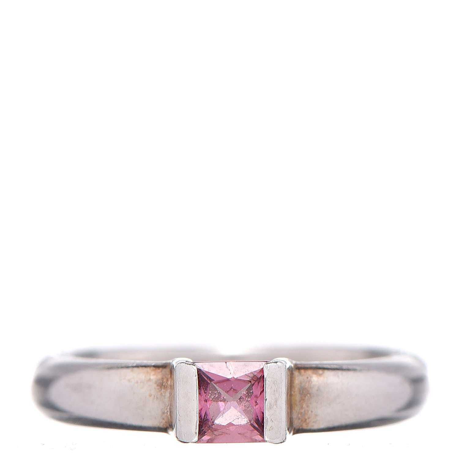 Tiffany Sterling Silver Pink Sapphire Square Stack Ring 54 6.75 1 of 5