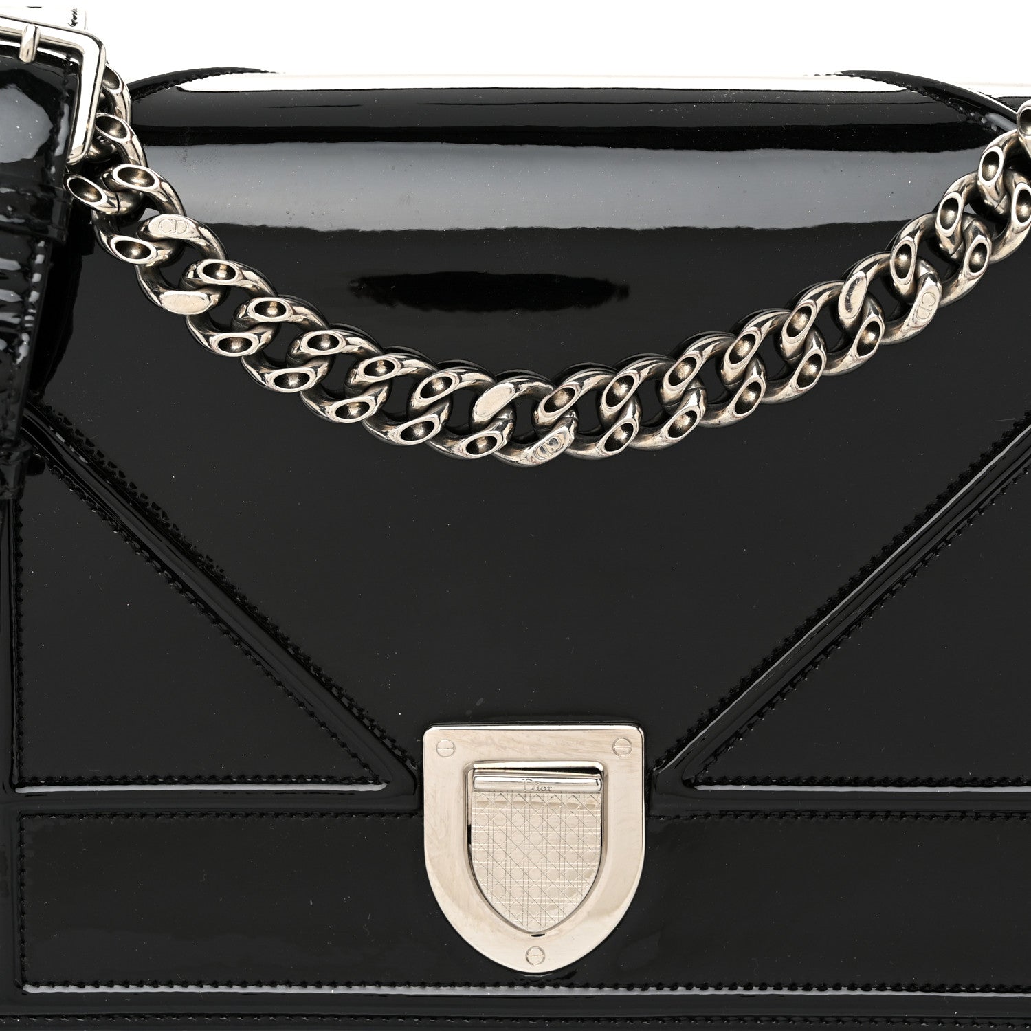 Christian Dior Patent Medium Diorama Flap Bag Black 7 of 11