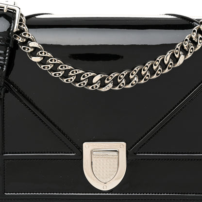 Christian Dior Patent Medium Diorama Flap Bag Black 7 of 11