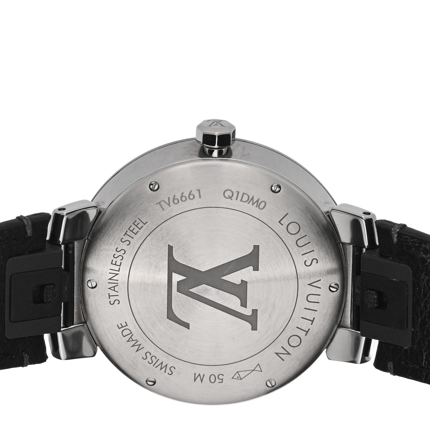 Louis Vuitton Stainless Steel Monogram Eclipse 39mm Tambour Slim Quartz Watch 4 of 5