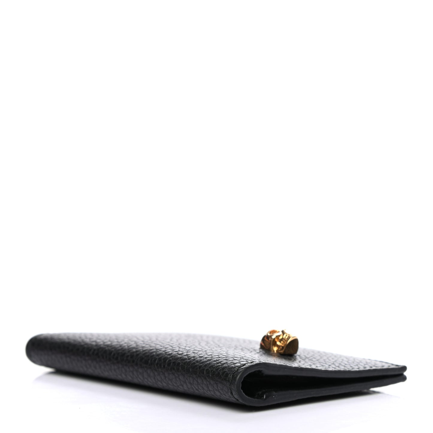 Grained Calfskin Skull Card Holder Black