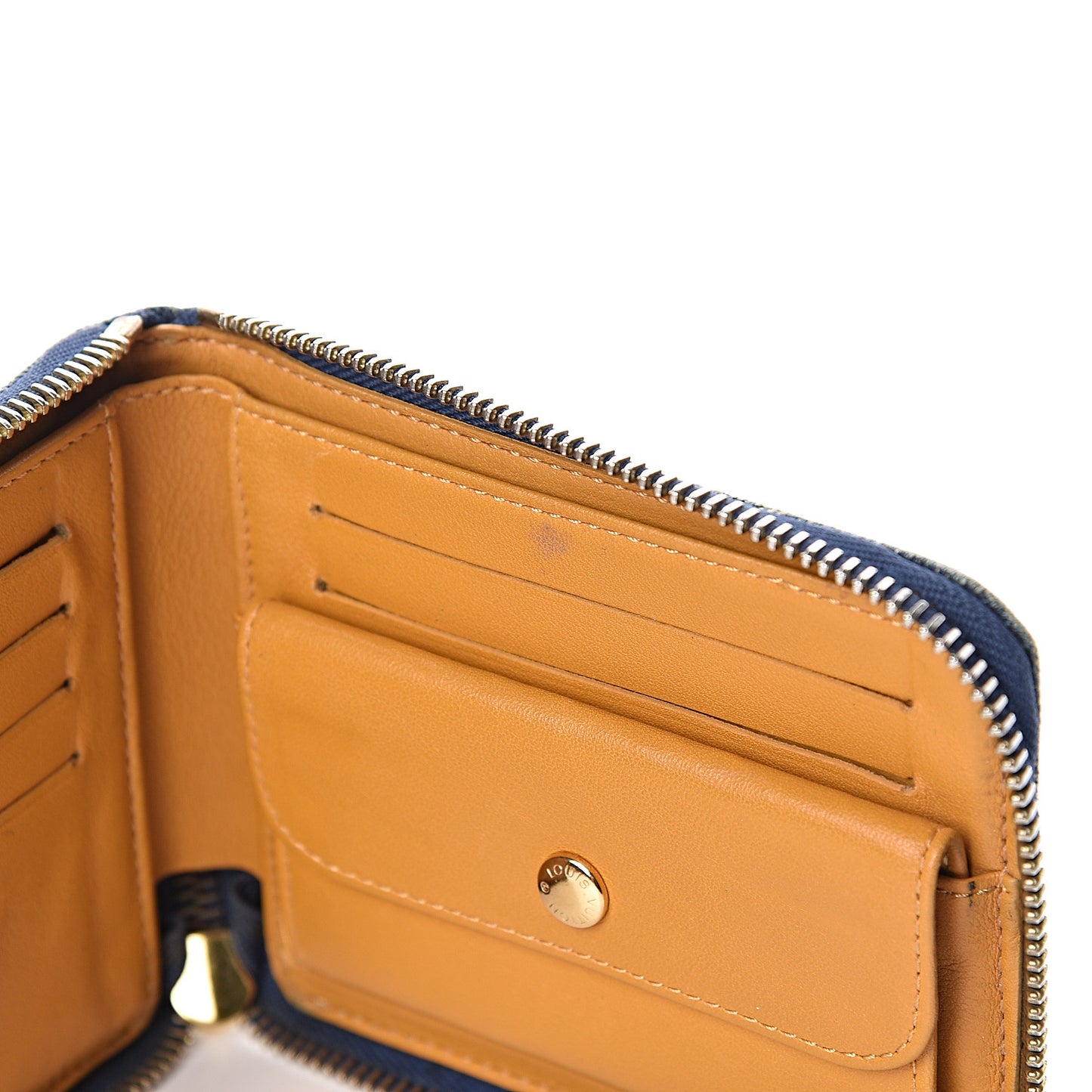 Denim Zip Compact Wallet Blue