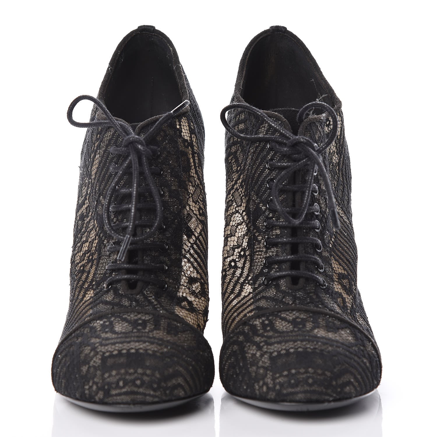 Chanel Lace Pearl Booties 39 Black 2 of 17