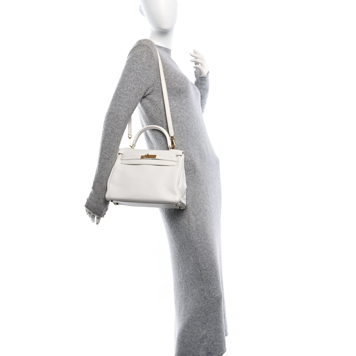 Hermes Taurillon Clemence Kelly Retourne 28 White 2 of 10